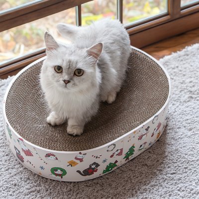 Oval Christmas Pattern Cat Scratching Board