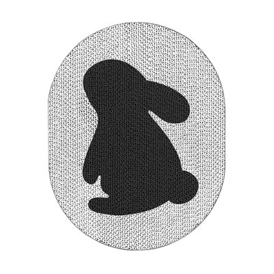 Black Rabbit Scratching Board On White Background