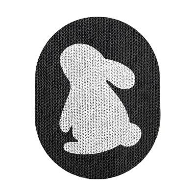 White Rabbit Scratching Board On Black Background