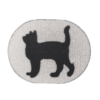 Black Cat Scratching Board On White Background