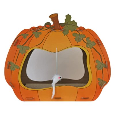 Halloween Pumpkin Head Cat Den