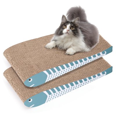 Blue Fish-Shaped Corrugated Paper Cat Scratching Pad