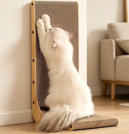 L-SHAPED CAT SCRATCHER – DETACHABLE & SPACE-SAVING DESIGN