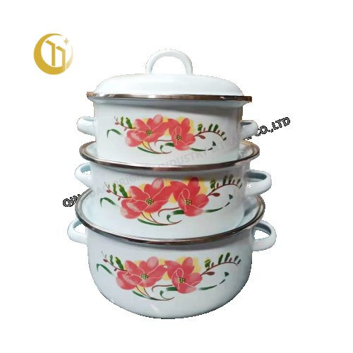 16-20CM 3PCS Enamel Casserole Set