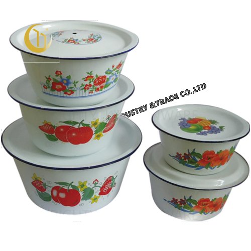 ENAMEL FINGER BOWL WITH COVER