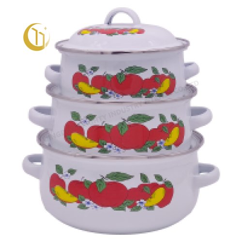 16-20CM 3PCS Enamel Casserole Set