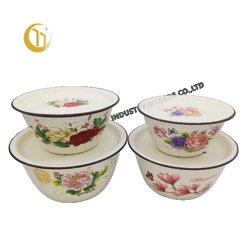 Thickened Enamel Finger Bowl With Cover