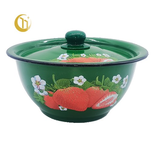 20CM ENAMEL FOOT BOWL WITH COVER