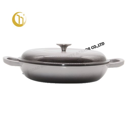 Enameled Cast Iron Skillet Casserole with Lid