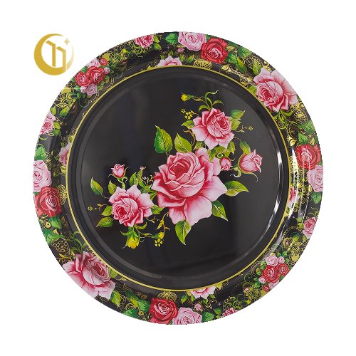 METAL DECORATED ROUND TRAY