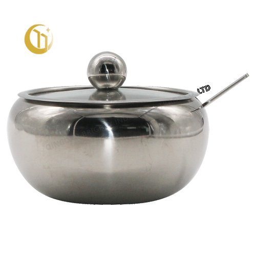 STAINLESS STEEL SUGAR BOWL WITH SPOON 450ml