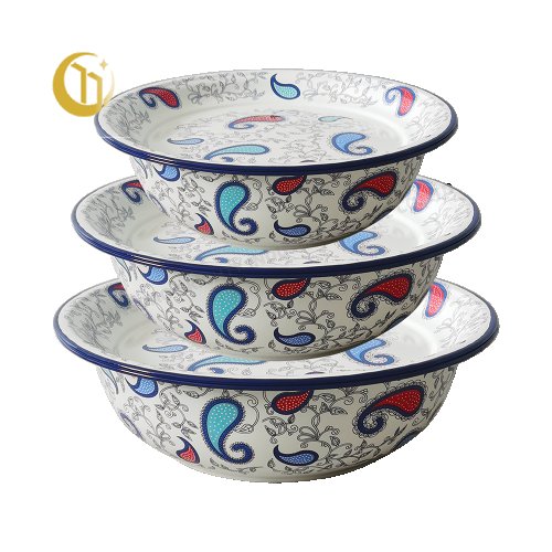 ENAMEL WASH BASIN WITH COVER FULL DECO