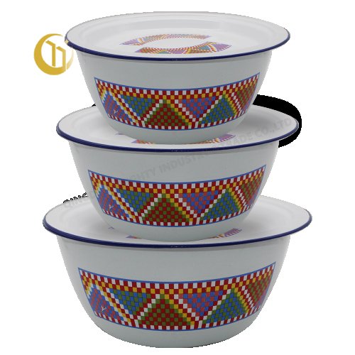 ENAMEL BELLY SHAPE FINGER BOWL WITH COVER