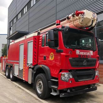 SINOTRUK T5G rear double-axle 32-meter-lift jet fire truck