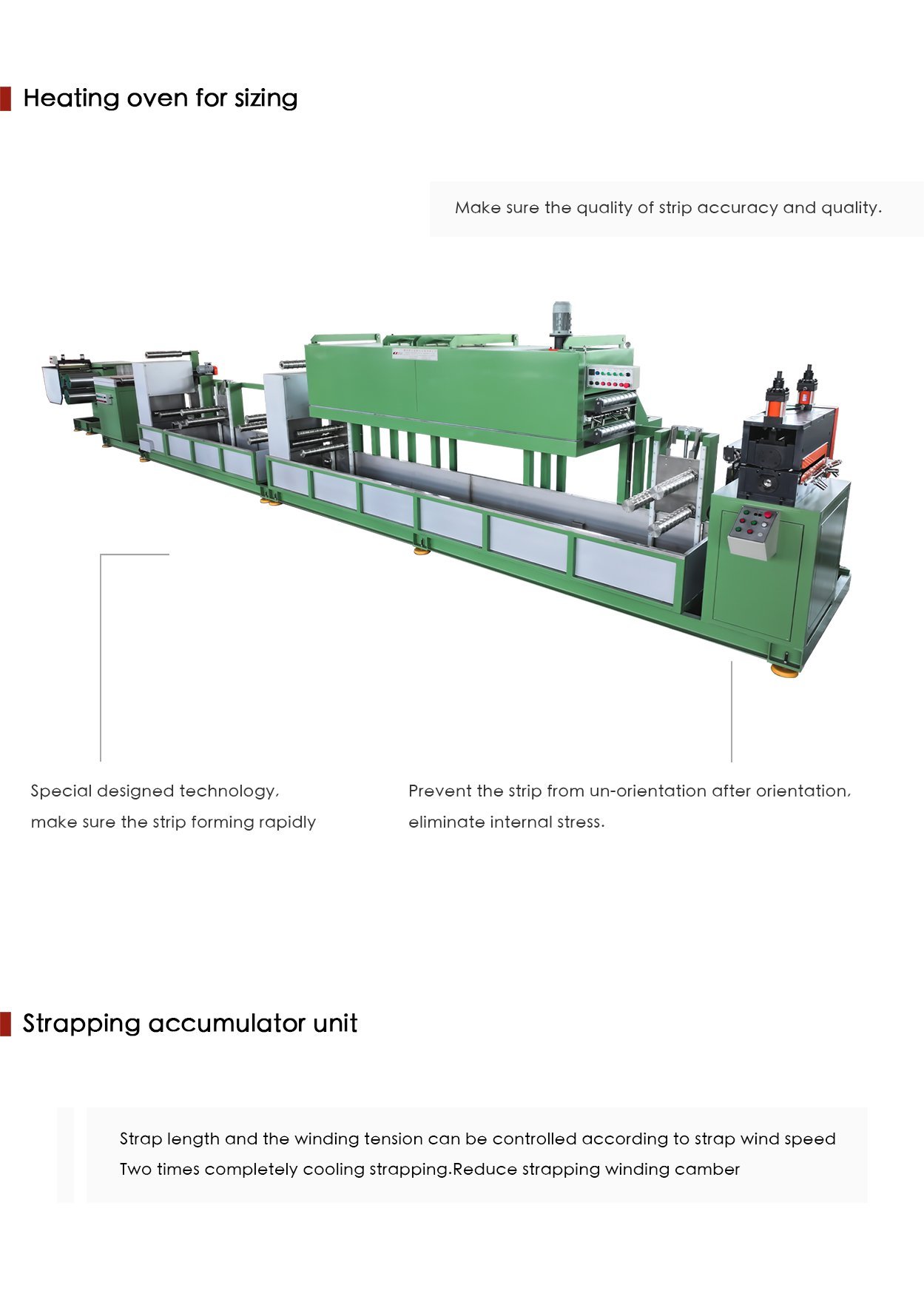 PET strap belt heating oven and strapping accumulator unit