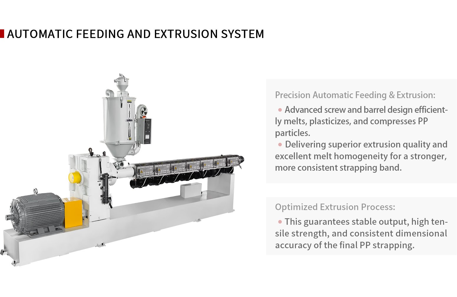 PP strap band production line feeding and extrusion process