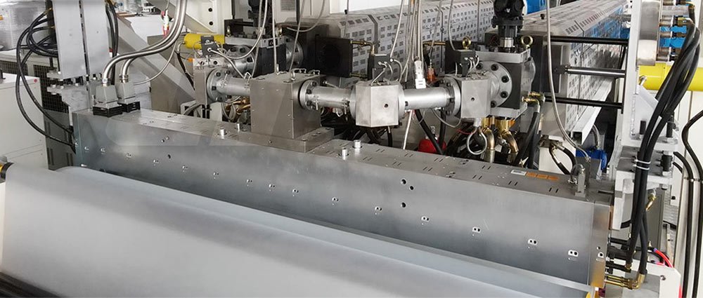The extrusion section of the EVA/POE solar film production line. Configuration information inquire now!