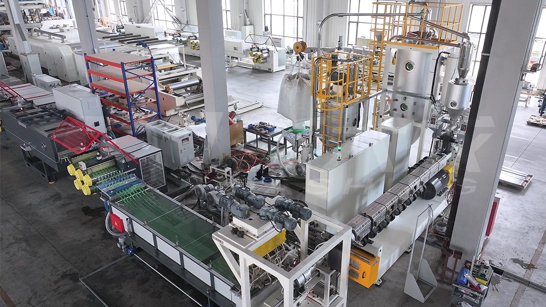 Plastic packing strap production equipment