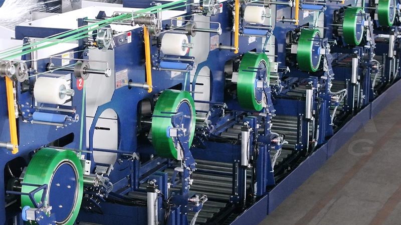 PET strapping band production line with winding sections