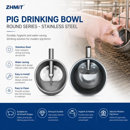 Round Pig Drinking Bowl – Stainless Steel Pig Water Bowl