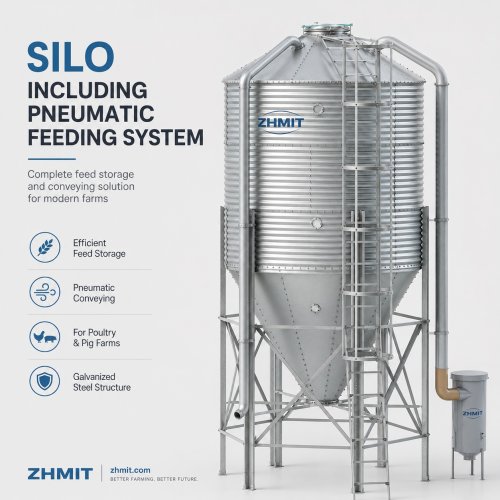 Silo Including Pneumatic Feeding System for Poultry & Pig Farms