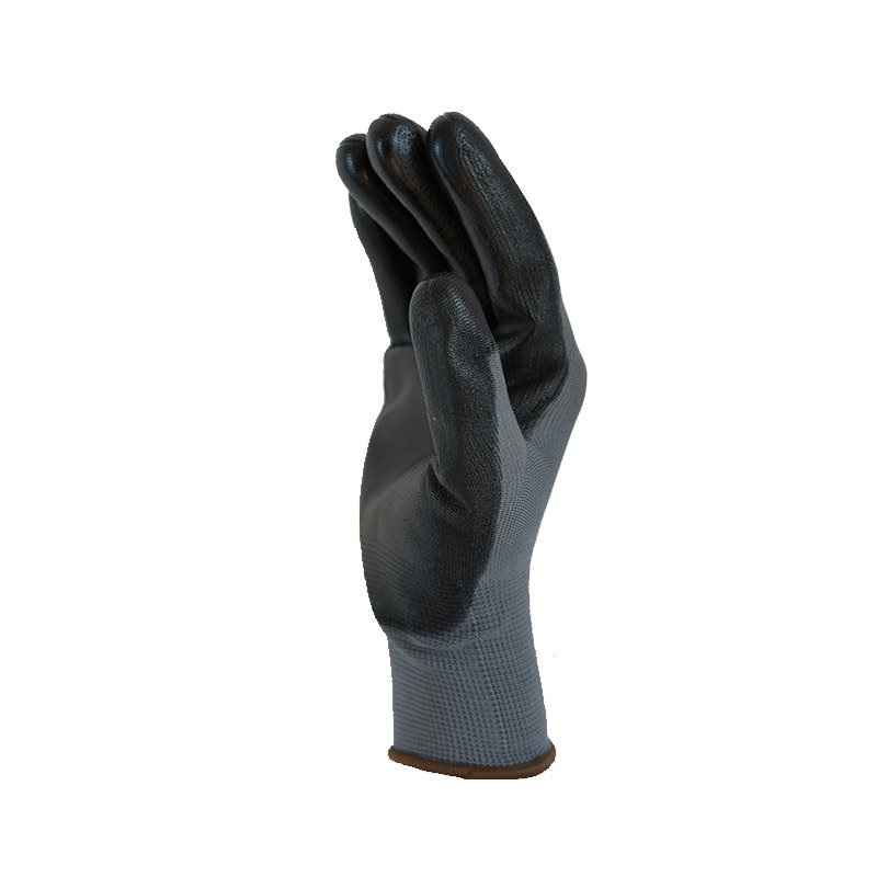 Polyester 13G with pu coating palm gray black work glove-146