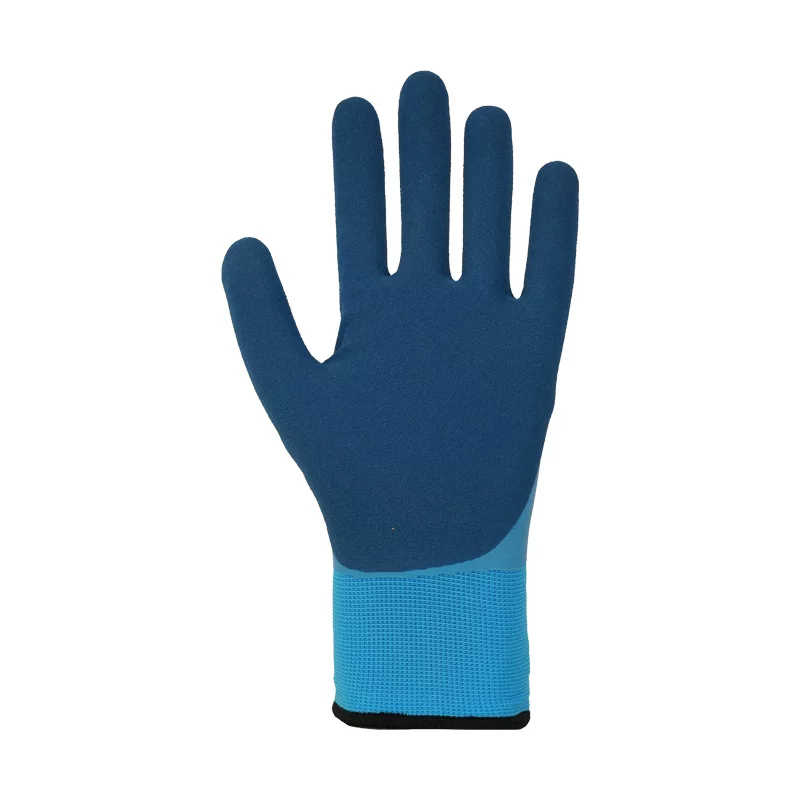 15-gauge nylon shell 10-gauge fleece linen blue winter gloves-446