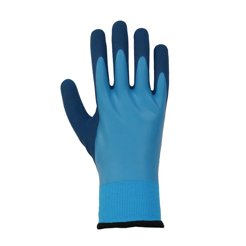 15-gauge nylon shell 10-gauge fleece linen blue winter gloves-445