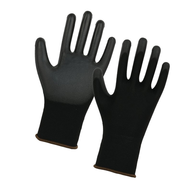 Polyester with pu coating work gloves-487