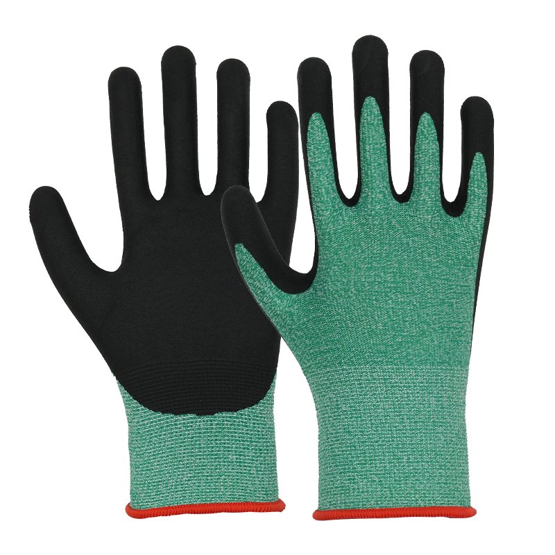 Green 15gauge nitrile foam comfort grip garden work gloves -536