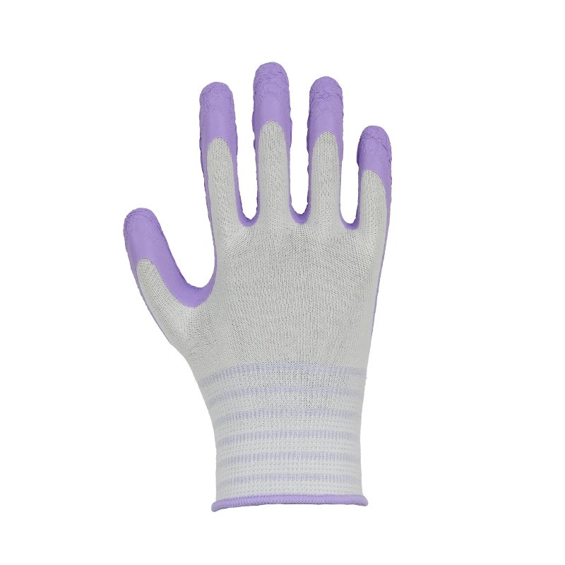 Latex foam coating purple spring new pattern touchscreen stylish work gloves -551
