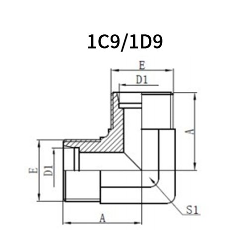 90° Metric Male 24° L.T./H.T