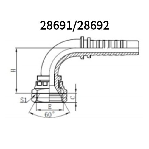 High quality 90° JIS Metric Femael 60° cone