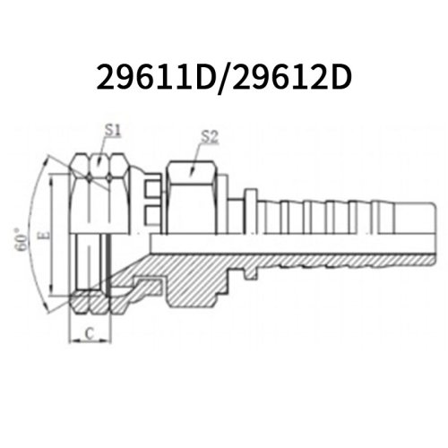 90° JIS GAS Female 60°cone Double Hex