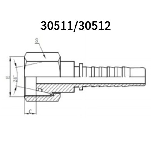 High quality Metric Female 24° cone H.T.+O-Ring