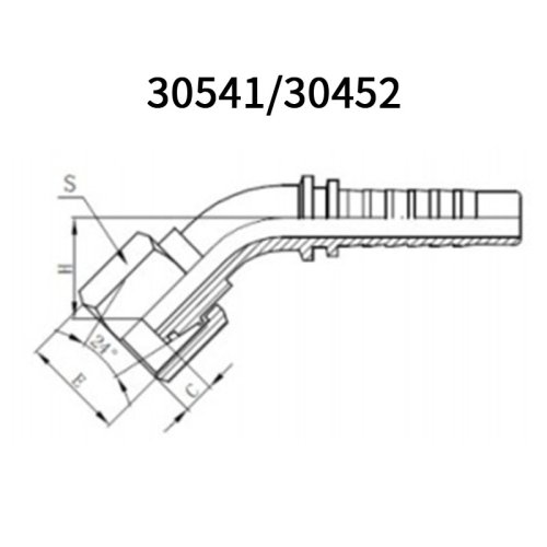 High quality 45° Metric Female 24°cone H.T.+O-Ring