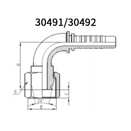 High quality 90° Metric Female 24° cone L.T.+O-Ring