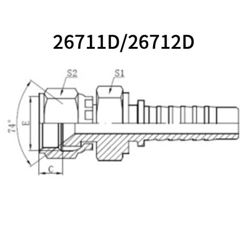 JIC Female 74° cone with double HEX