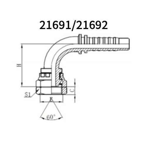 High quality 90° NPSM Female 60°cone