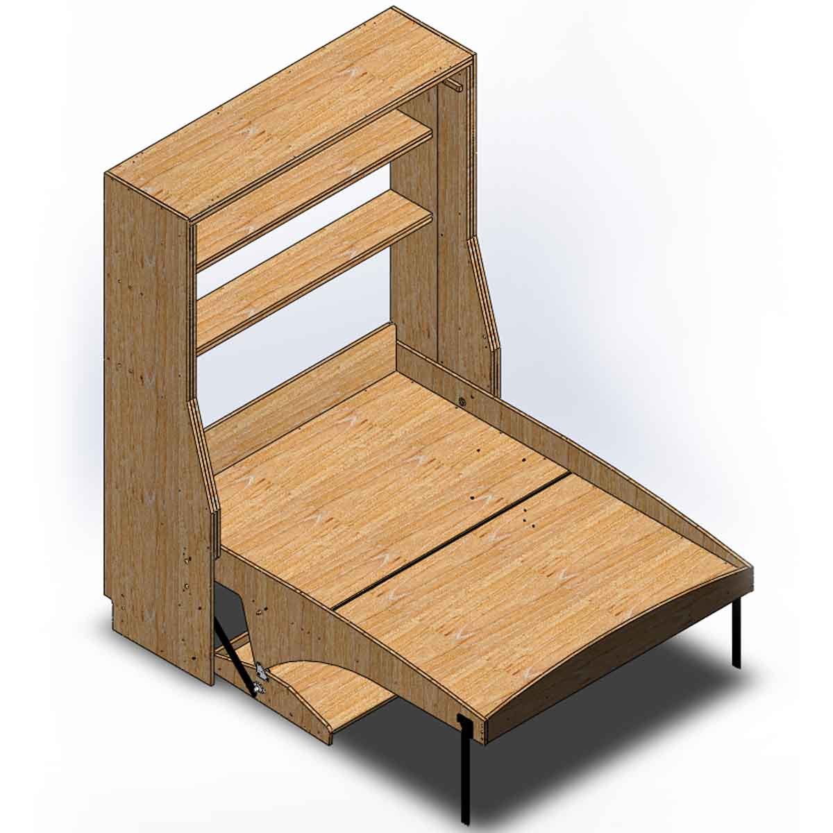 horizontal hidden desk bed mechanism