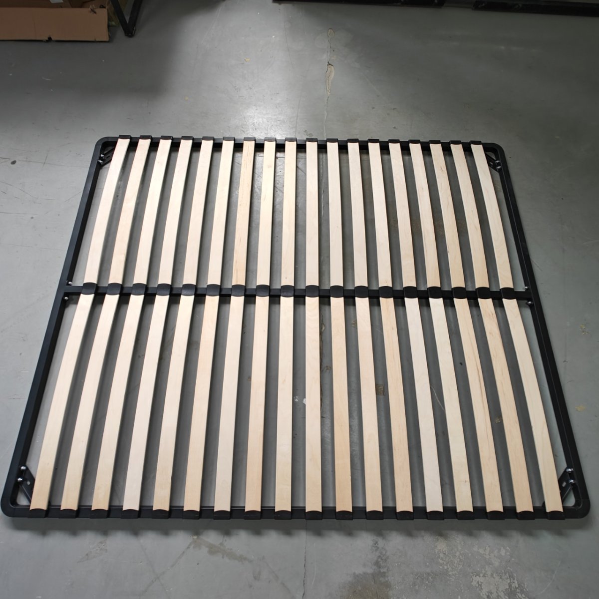 wood slat bed frame queen