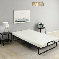 sturdy metal frame of portable guest bed