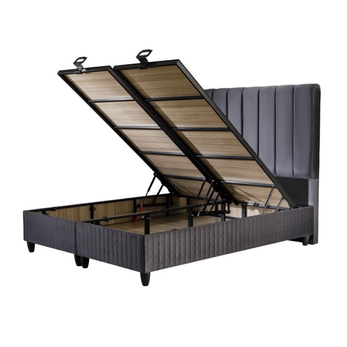 upholstered storage bed with dual lift