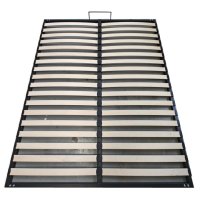 wooden bed slat frame with metal frame and built-in handle