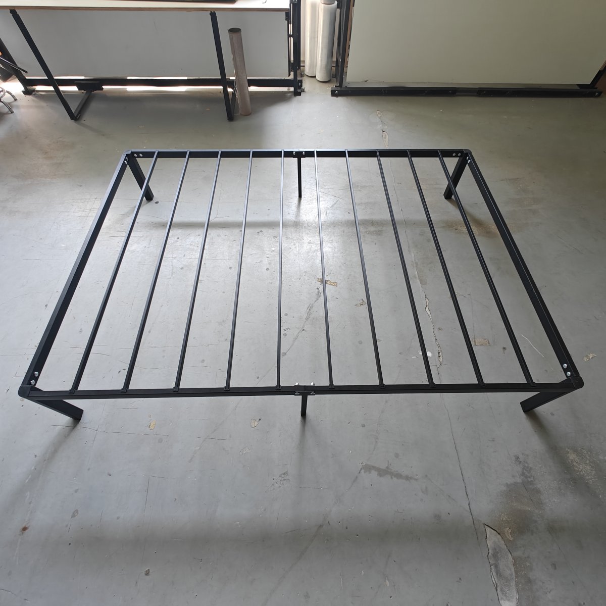 custom metal bed base assembly