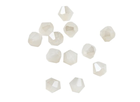 Diamond shaped bead with holes- White jade semi plating