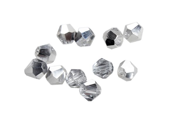 Diamond shaped bead with holes- Electroplated metal color