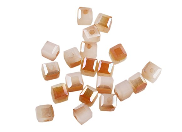 Square glass beads with holes- Semi Plating of Jade and Porcelain Materials