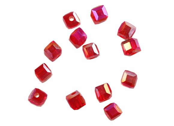 Square glass beads with holes-Electroplating AB color