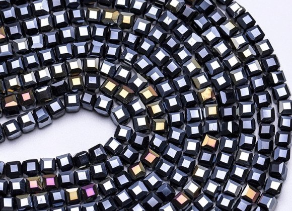 Black Cube Glass Beads For Making Jewelry Diy Bracelet Necklace Beads Square Faceted Loose Spacer Beads Wholesale